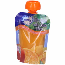 Mellin Pouch Arancia Mango è una merenda 100% frutta per bambini dal 6° mese. Ricca di vitamina C, combina mango e arancia pe ...