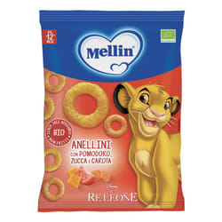 Mellin Anellini Pomodoro, Zucca e Carota Biologici Disney Il Re Leone confezione da 15 g