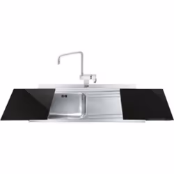 Lavello incasso 1 vasca e gocciolatoio destro con taglieri in vetro nero - Smeg LI91ND Il lavello incasso 1 vasca e gocciolat ...