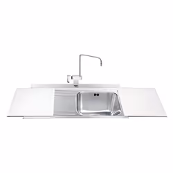 Lavello incasso 1 vasca e gocciolatoio sinistro con taglieri in vetro bianco - Smeg LI91BS Il lavello incasso 1 vasca e gocci ...