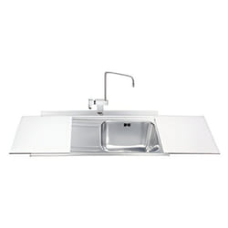 Lavello incasso 1 vasca e gocciolatoio sinistro con taglieri in vetro bianco - Smeg LI91BS