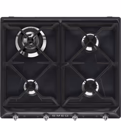 Smeg Victoria Piano di cottura SR964NGH Nero, Nero, Da incasso, 60 cm, Gas, Smaltato, 4 Fornello(i)