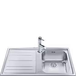 Smeg LE861S-2, Lavello montato su piano, Rettangolare, Acciaio inox, Acciaio inox, 1 ciotole, 340 x 400 mm