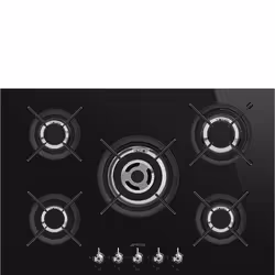 Smeg PV375CN, Nero, Da incasso, Gas, Vetro-ceramica, 5 Fornello(i), 5 Fornello(i)