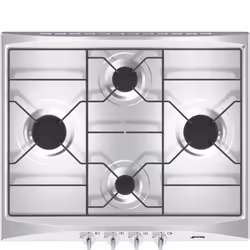 Smeg S264X2, Acciaio inox, Da incasso, Gas, Acciaio inox, 4 Fornello(i), 4 Fornello(i)