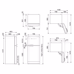 Smeg FAB50RCRB5 frigorifero con congelatore Libera installazione 524 L E Crema - Vista aggiuntiva 5
