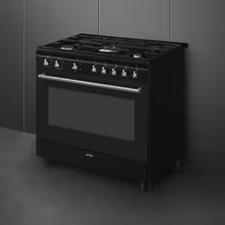 Smeg Concert CX91GMBL cucina Cucina freestanding Elettrico Gas Nero - Vista aggiuntiva 4
