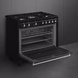 Smeg Concert CX91GMBL cucina Cucina freestanding Elettrico Gas Nero - Vista aggiuntiva 5