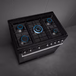 Smeg Concert CX91GMBL cucina Cucina freestanding Elettrico Gas Nero - Vista aggiuntiva 6
