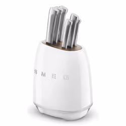 Smeg KBSF02WH ceppo per coltelli Ceppo per coltelli con fessure Plastica, Acciaio inox, Legno Cromo, Bianco, Legno - Vista aggiuntiva 3