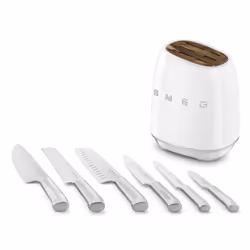 Smeg KBSF02WH ceppo per coltelli Ceppo per coltelli con fessure Plastica, Acciaio inox, Legno Cromo, Bianco, Legno - Vista aggiuntiva 5