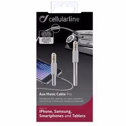 Cellularline Aux Music Connection Cable - Universale Jack 3.5mm, 3.5mm, Maschio, 3.5mm, Maschio, 1 m, Grigio