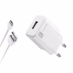 Cellularline USB Charger Kit 2A - Micro USB - Huawei, Xiaomi, Wiko, Asus and other smartphone, Interno, AC, 5 V, 2 A, 1 m, Bi ...