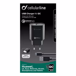Cellularline USB Charger Kit 18W - USB-C - Huawei, Xiaomi, Wiko, Asus and other smartphone - Vista aggiuntiva 4