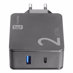 Cellularline Duo Charger Ultra - USB-C Laptop, MacBook, Smartphones