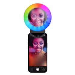 Tech Pop Selfie Ring Pocket Multicolor - Universale Anello led a clip con modalità RGB a luminosità regolabile e specchio int ...