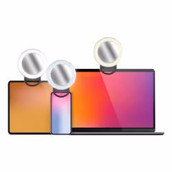 Tech Pop Selfie Ring Pocket Multicolor - Universale Anello led a clip con modalità RGB a luminosità regolabile e specchio integrato. - Vista aggiuntiva 4