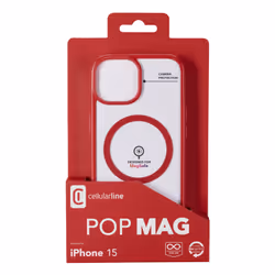 Cellularline Pop Mag - iPhone 15 Custodia trasparente con bordi colorati compatibile con ecosistema Magsafe - Vista aggiuntiva 2