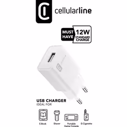 Cellularline ACHUSB12WSMLW Caricabatterie per dispositivi mobili Lettore e-book, Console portatile, Smartphone Bianco AC Interno