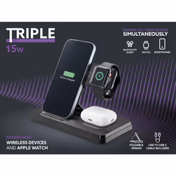 Tech Pop Triple Station 3 in 1, Apple, Nero