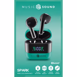 Music Sound BTMSTWSSPARKG cuffia e auricolare True Wireless Stereo (TWS) In-ear Musica e Chiamate Bluetooth Nero, Verde - Vista aggiuntiva 4