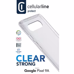 Cellularline Clear Strong - Pixel 9A Custodia rigida con bordi in gomma con tecnologia antibatterica integrata