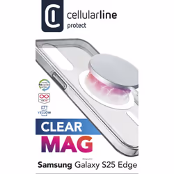 Cellularline Clear Mag - Galaxy S25 Edge Custodia rigida con bordi in gomma compatibile con ecosistema MagSafe