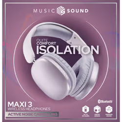 Music Sound MAXI3 Cuffie wireless over-ear MAXI3 con tecnologia Active Noise Cancelling: esperienza d'ascolto immersiva e priva di distrazioni, fino a 35 ore di autonomia. Design moderno, comfort, stile e suono rivoluzionario e potente. - Vista aggiuntiva 2