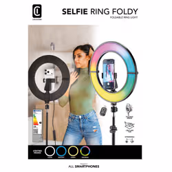 Cellularline Selfie Ring - Light Stand Trasforma ogni ambiente in uno studio personale: SELFIE RING è il treppiede per smartphone con anello LED integrato, dotato di 3 modalità di illuminazione e supporto regolabile per inquadrature perfette. - Vista aggiuntiva 2