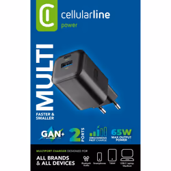 Cellularline MULTIPOWER 2 GAN ENTRY A+C 65W Caricabatterie da rete compatto 65W con 2 porte USB-C e USB-A con tecnologia GAN - Vista aggiuntiva 2