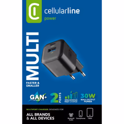 Cellularline MULTIPOWER 2 GAN ENTRY A+C 30W Caricabatterie da rete compatto 30W con 2 porte USB-C e USB-A con tecnologia GAN - Vista aggiuntiva 2