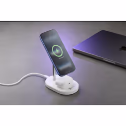 Cellularline MAG DUO 2IN1 WIRELESS CHARGING STATION Station di ricarica wireless 2in1, certificata con tecnologia Qi2.2 25W e allineamento magnetico perfetto, per la ricarica super fast e sicura di smartphones (25W) e auricolari (5W). - Vista aggiuntiva 2