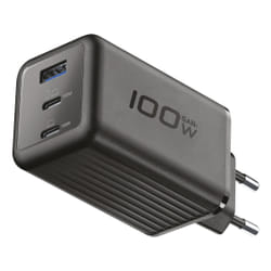 Cellularline ACH GaN+ 3 porte 100W Caricabatterie da rete ultra-performante da 100W con 2 porte USB-C e 1 USB-A, compatibile con smartphone, tablet e laptop