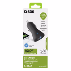 SBS Caricabatterie da auto Type-C – USB da 3100 mAh - Vista aggiuntiva 6