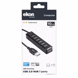 Ekon ECITHUB20USB7IN1 hub di interfaccia USB 2.0 Type-A Nero - Vista aggiuntiva 4