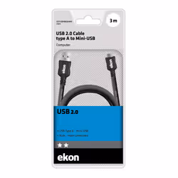 Ekon ECITUSBMINI30MMK cavo USB USB 2.0 3 m USB A Mini-USB A Nero - Vista aggiuntiva 4