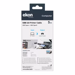 Ekon ECITUSB50ABMMG cavo USB USB 2.0 5 m USB A USB B Nero - Vista aggiuntiva 6