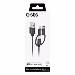 SBS TECABLEUSBIP531BW cavo USB USB 2.0 1,2 m USB A Micro-USB A Nero - Vista aggiuntiva 2