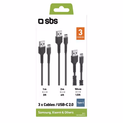 SBS TEKITUSBC3IN1K cavo USB USB 2.0 2 m USB A USB C Nero