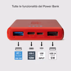 SBS TTBB10000FASTR batteria portatile Polimeri di litio (LiPo) 10000 mAh Rosso - Vista aggiuntiva 4