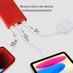 SBS TTBB10000FASTR batteria portatile Polimeri di litio (LiPo) 10000 mAh Rosso - Vista aggiuntiva 5