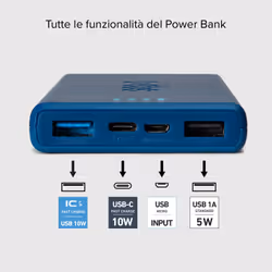 SBS TTBB10000FASTA batteria portatile Polimeri di litio (LiPo) 10000 mAh Ciano - Vista aggiuntiva 4