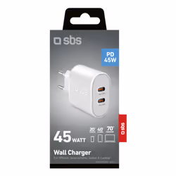 SBS TETR2CPD45W Caricabatterie per dispositivi mobili Universale Bianco AC Ricarica rapida Interno - Vista aggiuntiva 2