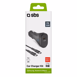 SBS TECRKITTCPD25W Caricabatterie per dispositivi mobili Universale Nero Accendisigari Auto