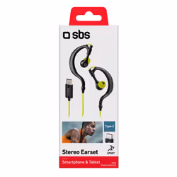 SBS TESPORTINEARTYCK cuffia e auricolare Cablato A clip, In-ear Sport USB tipo-C Nero, Lime - Vista aggiuntiva 4