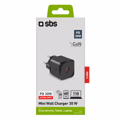 SBS TETRGAN1C30W Caricabatterie per dispositivi mobili Cuffie, Computer portatile, Smartphone, Orologio intelligente, Tablet Nero AC Ricarica rapida Interno - Vista aggiuntiva 4