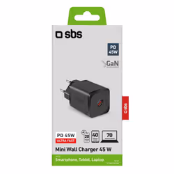 SBS TETRGAN1C45W Caricabatterie per dispositivi mobili Cuffie, Computer portatile, Smartphone, Orologio intelligente, Tablet Nero AC Ricarica rapida Interno - Vista aggiuntiva 4