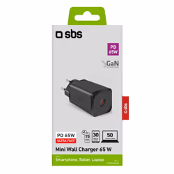 SBS TETRGAN1C65W Caricabatterie per dispositivi mobili Cuffie, Auricolare, Computer portatile, Smartphone, Orologio intelligente, Tablet Nero AC Ricarica rapida Interno - Vista aggiuntiva 4