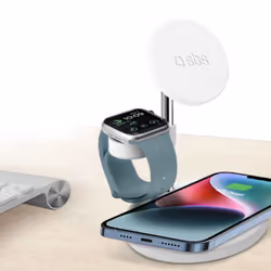 SBS TEWIRMAG3IN1 Caricabatterie per dispositivi mobili Cuffie, Smartphone, Orologio intelligente Bianco USB Carica wireless Ricarica rapida Interno