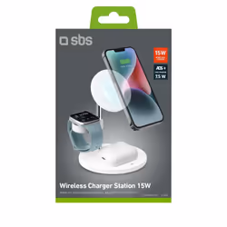 SBS TEWIRMAG3IN1 Caricabatterie per dispositivi mobili Cuffie, Smartphone, Orologio intelligente Bianco USB Carica wireless Ricarica rapida Interno - Vista aggiuntiva 4